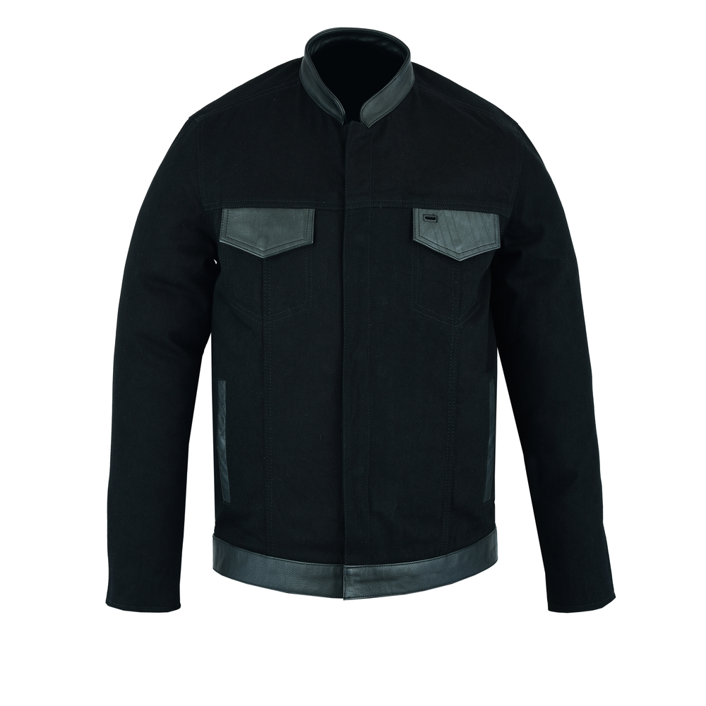 DM988 Men's Full Cut Denim Shirt W/Leather Trim - Paragon Leather